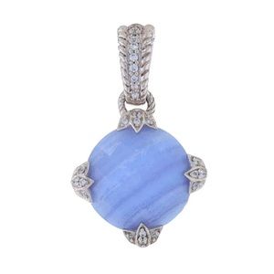 Judith Ripka Lacy Agate & Cubic Zirconia Enhancer Pendant Sterling 925 Cabachon